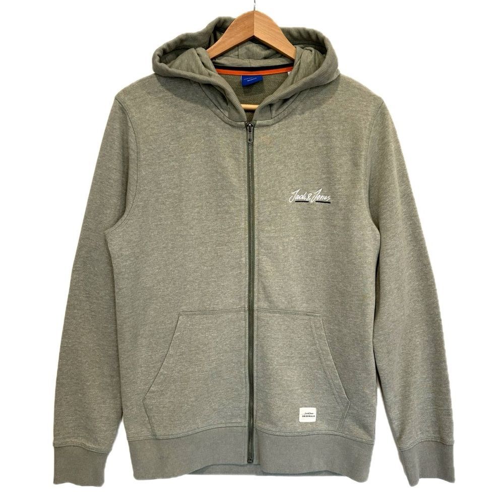 Jack & Jones Zip Hoodie Mens Size Small Sage Green French Terry Fleece Jacket